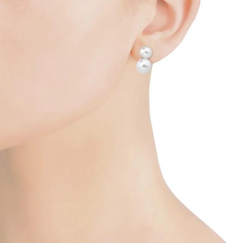 Short Earrings|Majorica Earrings Jour Silver With 7 And 9Mm White Pearls