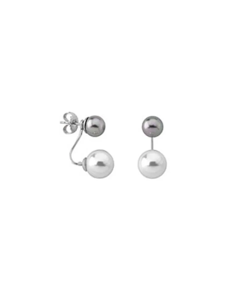 Short Earrings|Majorica Earrings Jour Silver With 8 And 10Mm White And Gray Pearls