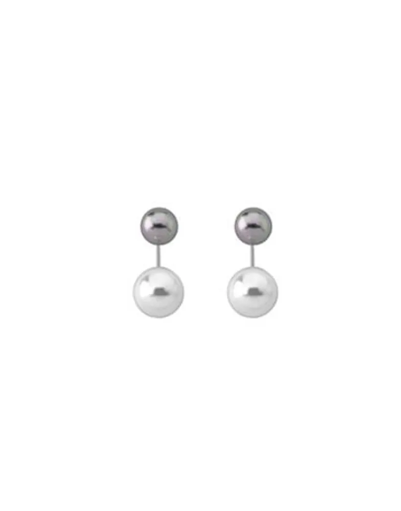 Short Earrings|Majorica Earrings Jour Silver With 8 And 10Mm White And Gray Pearls