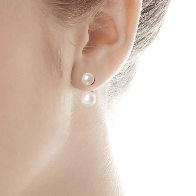 Short Earrings|Majorica Earrings Jour Silver With 8 And 10Mm White Pearls