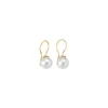 Pearl Drop Earrings|Majorica Earrings Lyra Gold Plated With White Pearl 9Mm