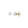 Pearl Stud Earrings|Majorica Earrings Lyra Gold Plated With 10Mm White Pearl