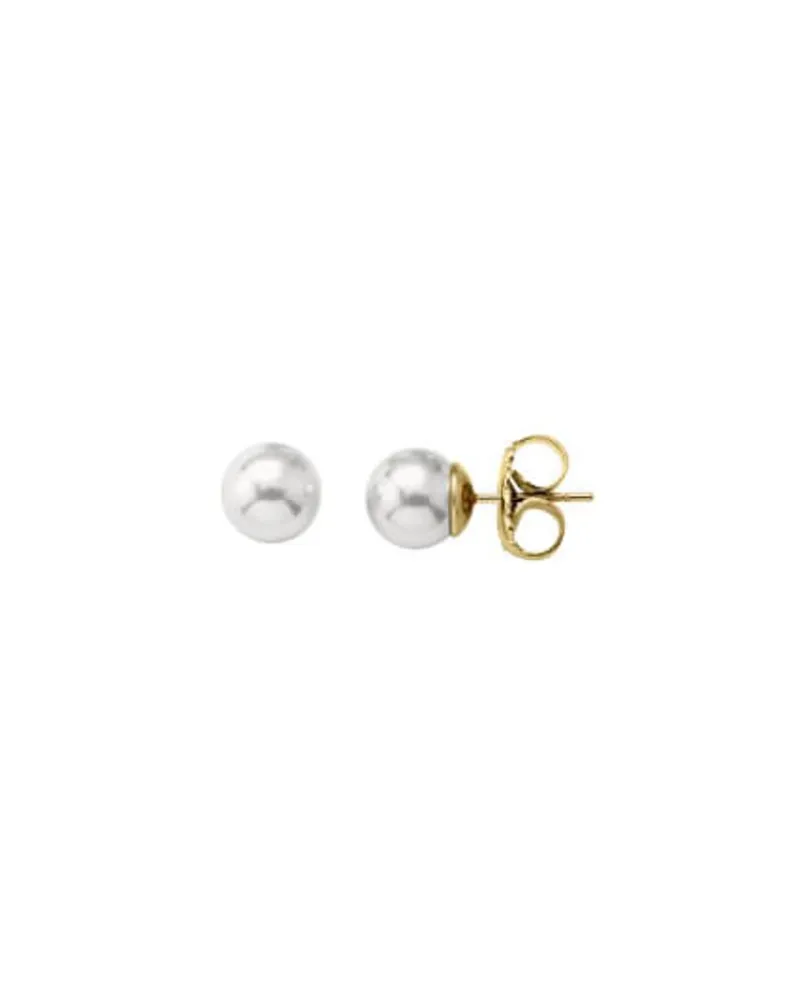 Pearl Stud Earrings|Majorica Earrings Lyra Gold Plated With 10Mm White Pearl