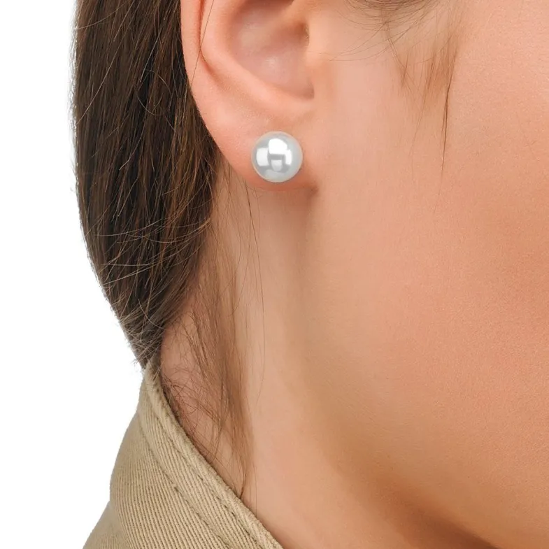 Pearl Stud Earrings|Majorica Earrings Lyra Gold Plated With 10Mm White Pearl