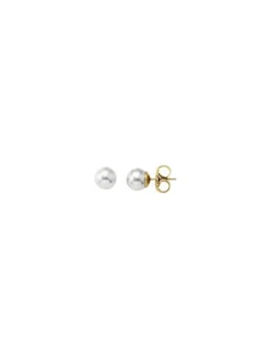 Pearl Stud Earrings|Majorica Earrings Lyra Gold Plated With 6Mm White Pearl