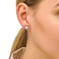 Pearl Stud Earrings|Majorica Earrings Lyra Gold Plated With 6Mm White Pearl