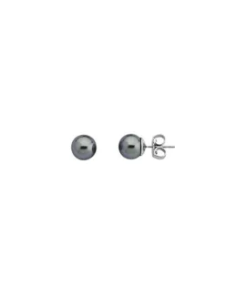 Pearl Stud Earrings|Majorica Earrings Lyra Silver With 8Mm Gray Pearl