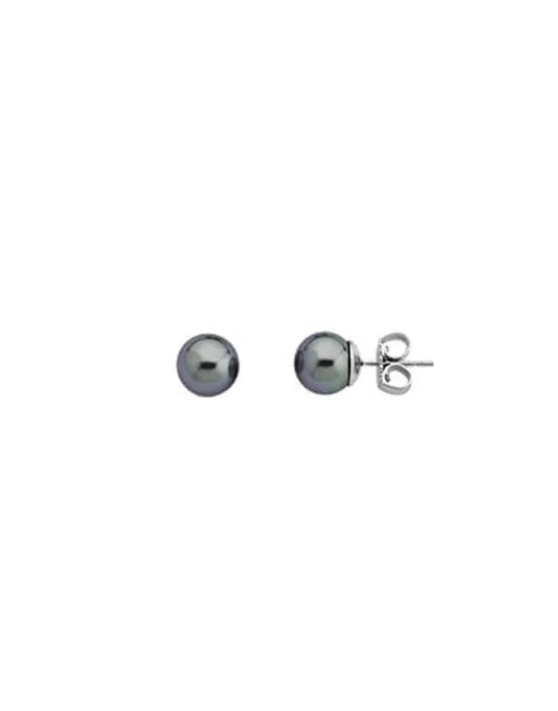 Pearl Stud Earrings|Majorica Earrings Lyra Silver With 8Mm Gray Pearl
