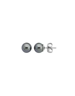 Pearl Stud Earrings|Majorica Earrings Lyra Silver With 10Mm Gray Pearl
