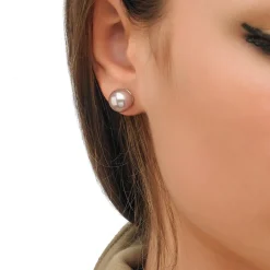 Pearl Stud Earrings|Majorica Earrings Lyra Silver With 10Mm Nuage Pearl