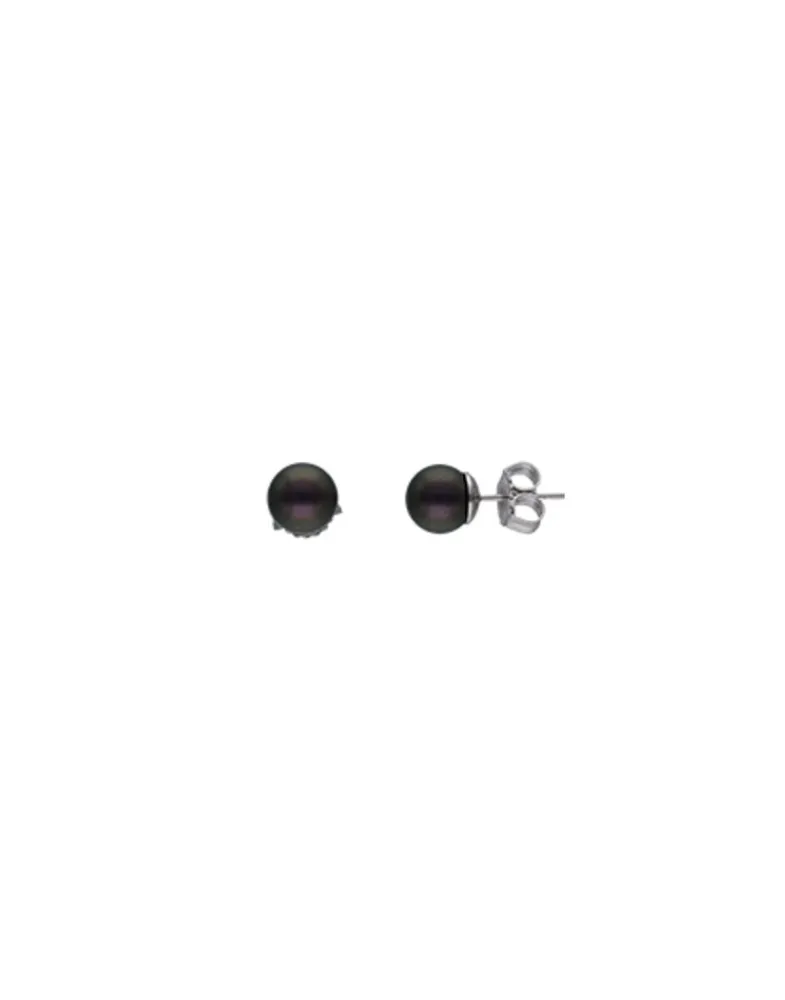 Pearl Stud Earrings|Majorica Earrings Lyra Silver With 8Mm Tahiti Pearl