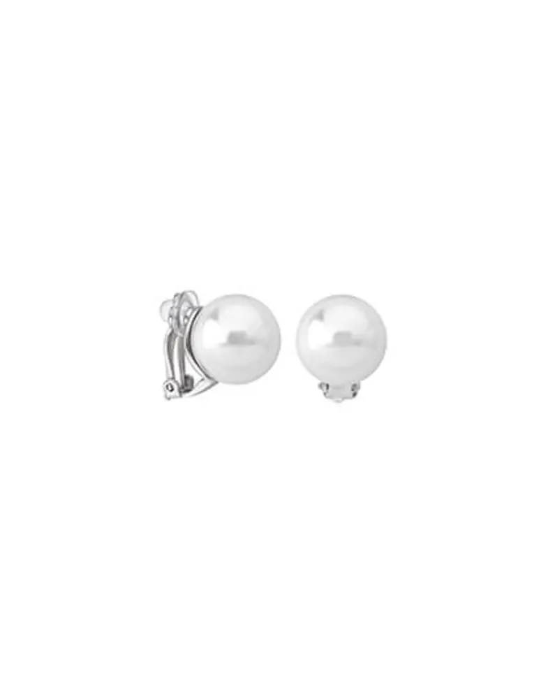 Short Earrings|Majorica Earrings Lyra Silver With 14Mm White Round Pearl