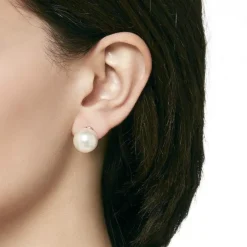 Short Earrings|Majorica Earrings Lyra Silver With 14Mm White Round Pearl