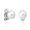 Short Earrings|Majorica Earrings Lyra Silver With 12Mm White Pearl Omega Clasp