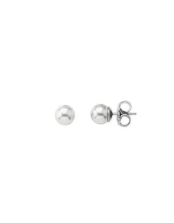 Pearl Stud Earrings|Majorica Earrings Lyra Silver With 9Mm White Pearl