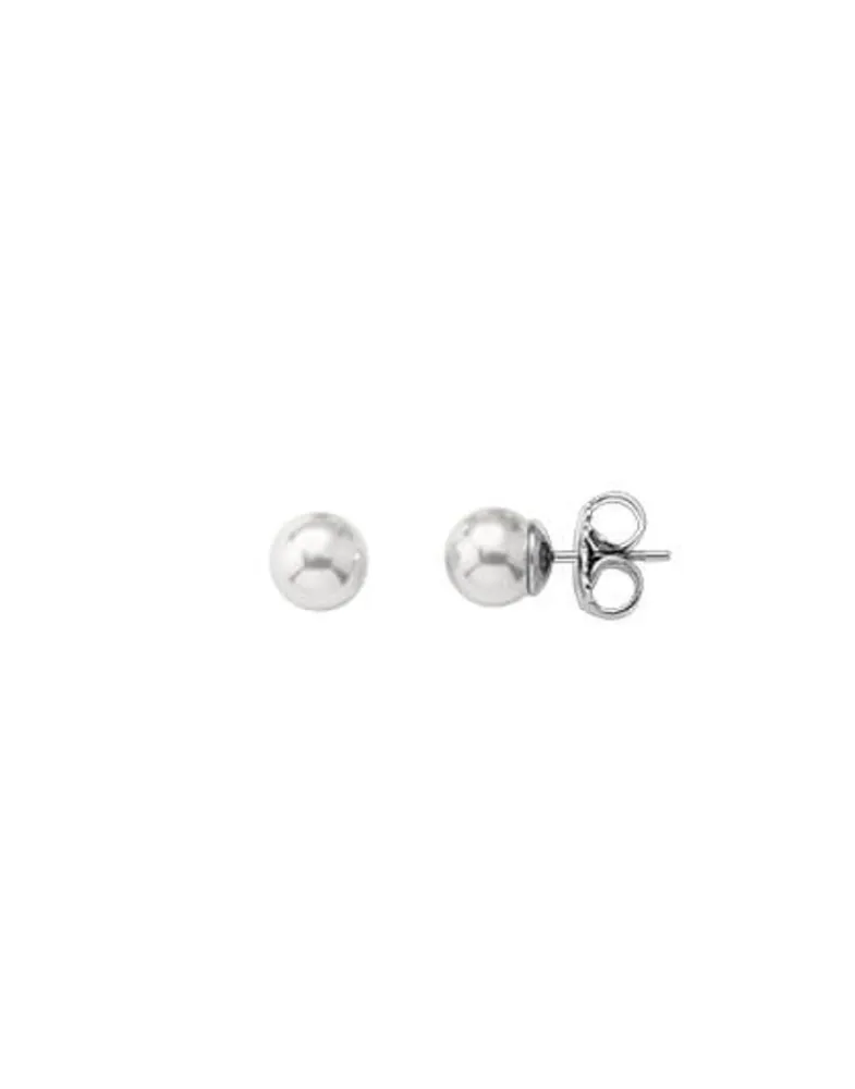 Pearl Stud Earrings|Majorica Earrings Lyra Silver With 9Mm White Pearl