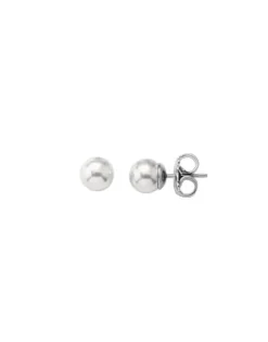 Pearl Stud Earrings|Majorica Earrings Lyra Silver With 12Mm White Pearl