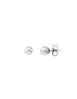 Pearl Stud Earrings|Majorica Earrings Lyra Silver With 8Mm White Pearl