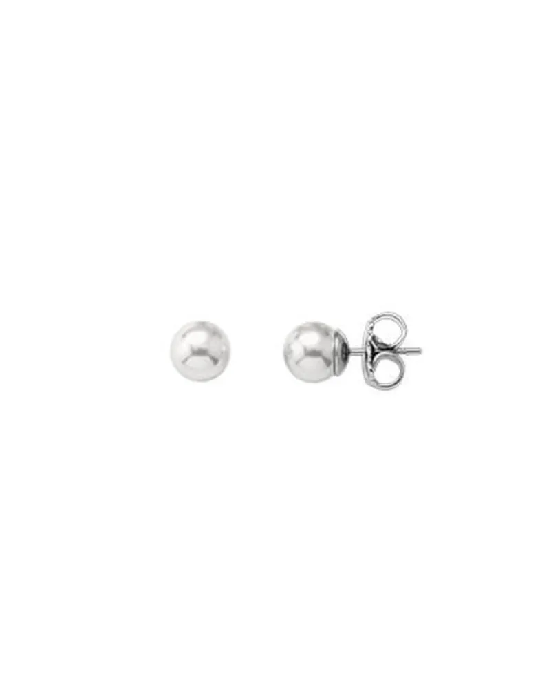 Pearl Stud Earrings|Majorica Earrings Lyra Silver With 8Mm White Pearl
