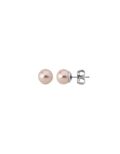 Pearl Stud Earrings|Majorica Earrings Lyra With 8Mm Pink Pearl