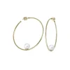 Pearl Hoop Earrings|Majorica Earrings Marianela Golden Steel Big