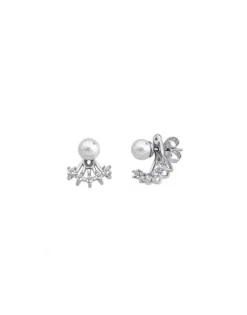 Short Earrings|Majorica Earrings Mood Silver With 6Mm White Pearl And Zircons