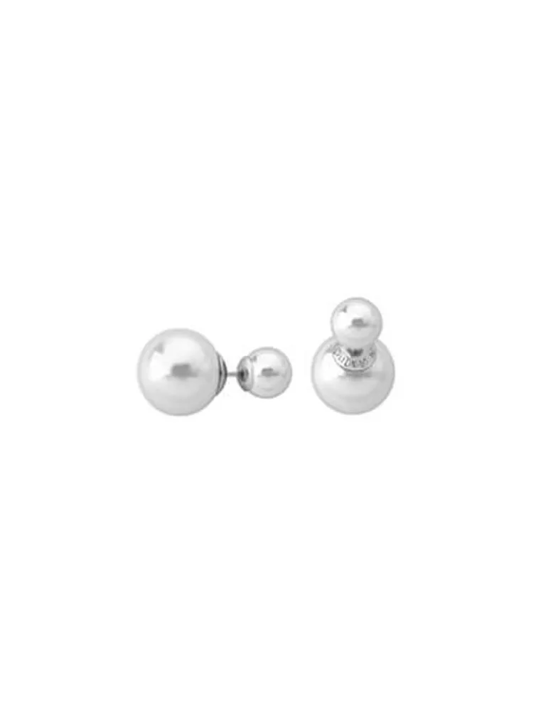 Short Earrings|Majorica Earrings Polar Silver With 8 And 14Mm White Pearls