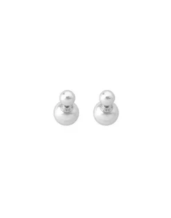 Short Earrings|Majorica Earrings Polar Silver With 8 And 14Mm White Pearls