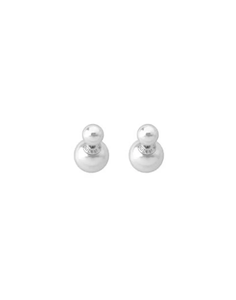 Short Earrings|Majorica Earrings Polar Silver With 8 And 14Mm White Pearls