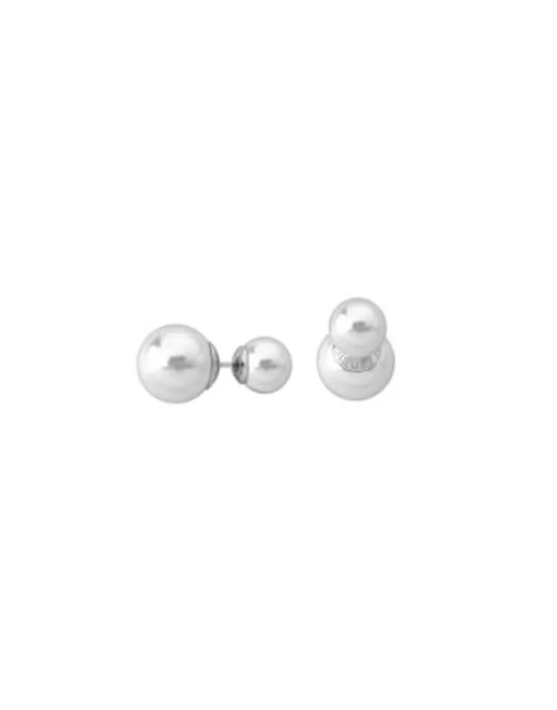 Short Earrings|Majorica Earrings Polar Silver With 8 And 12Mm White Pearls