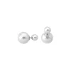 Short Earrings|Majorica Earrings Polar Silver With 8 And 16Mm White Pearls