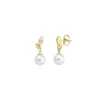 Short Earrings|Majorica Earrings Selene Gold Plated With 8Mm White Pearl And Zircons