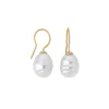 Pearl Drop Earrings|Majorica Earrings Tender Gold Plated With 12Mm White Baroque Pearl