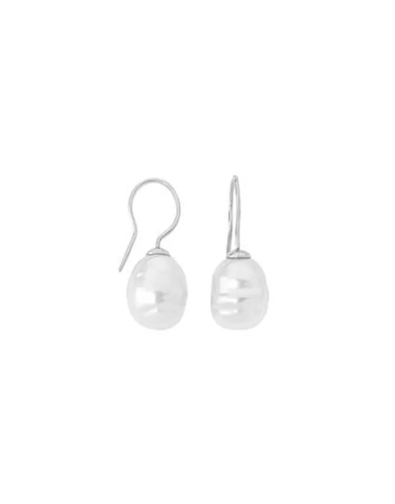 Pearl Drop Earrings|Majorica Earrings Tender Silver With 12Mm White Baroque Pearl