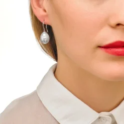 Pearl Drop Earrings|Majorica Earrings Tender Silver With 12Mm White Baroque Pearl