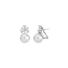 Bridal Earrings|Majorica Earrings Venus Silver With 12Mm White Pearl And Zircons