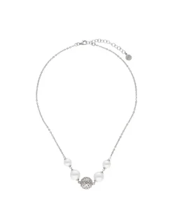 Wedding Necklaces|Majorica Eternal Necklace With Round Pearls And Cutwork Ball In Silver