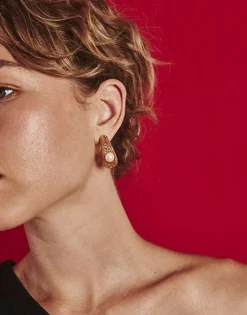 Pearl Hoop Earrings|Majorica Etna Large Hoop Earrings In Gold-Plated Silver