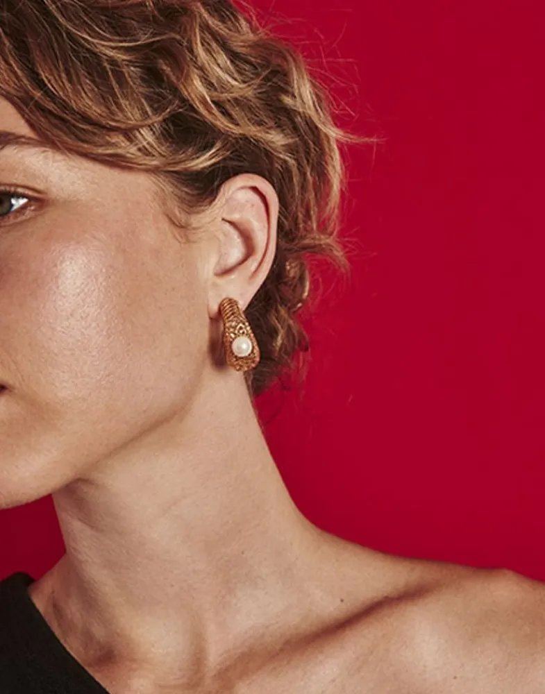 Pearl Hoop Earrings|Majorica Etna Large Hoop Earrings In Gold-Plated Silver