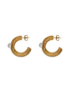 Pearl Hoop Earrings|Majorica Etna Large Hoop Earrings In Gold-Plated Silver