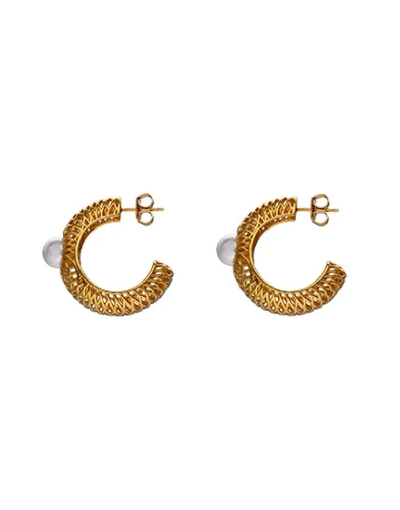 Pearl Hoop Earrings|Majorica Etna Large Hoop Earrings In Gold-Plated Silver