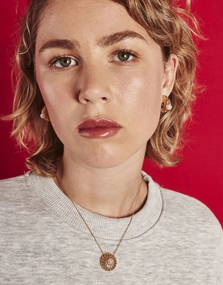 Pendants With Chain|Majorica Etna Necklace In Gold-Plated Silver And Round Pearl 37Cm