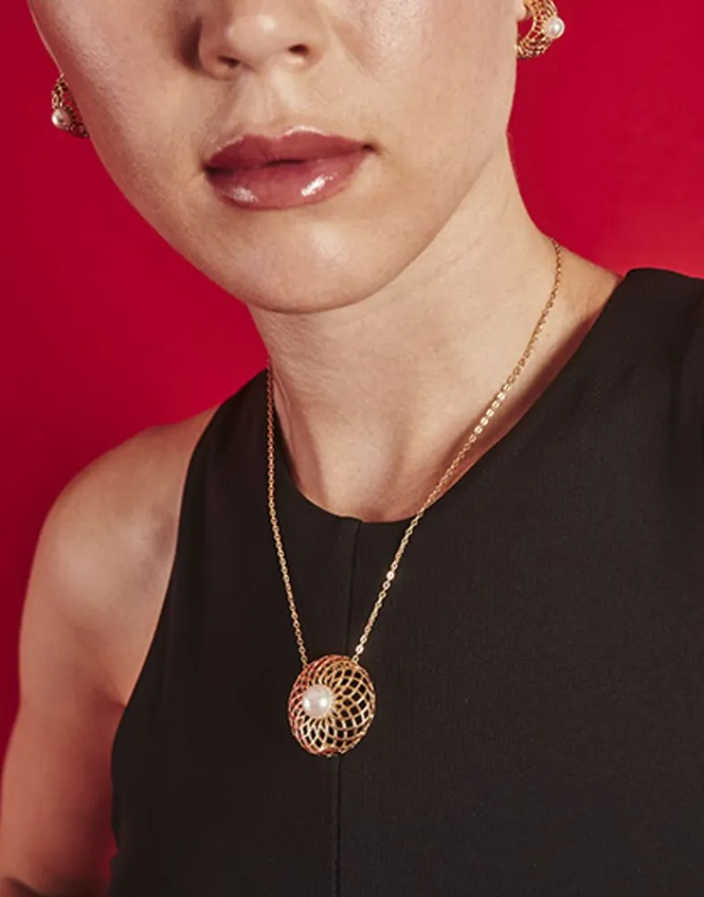 Pendants With Chain|Majorica Etna Necklace In Gold-Plated Silver And Round Pearl 42Cm