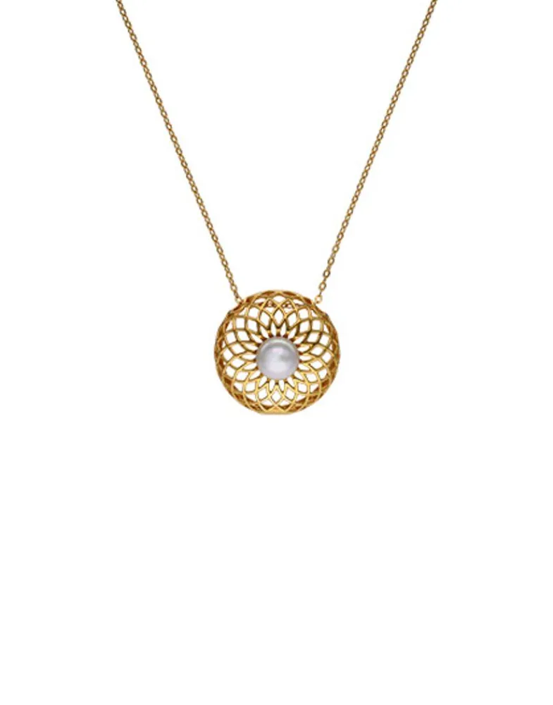 Pendants With Chain|Majorica Etna Necklace In Gold-Plated Silver And Round Pearl 42Cm