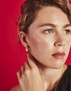 Pearl Hoop Earrings|Majorica Etna Small Hoop Earrings In Gold-Plated Silver