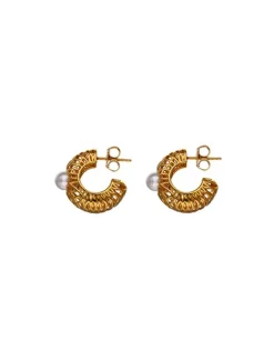 Pearl Hoop Earrings|Majorica Etna Small Hoop Earrings In Gold-Plated Silver