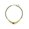 Leather Necklaces|Majorica Feme Leather Necklace With White Pearl And Green Agate