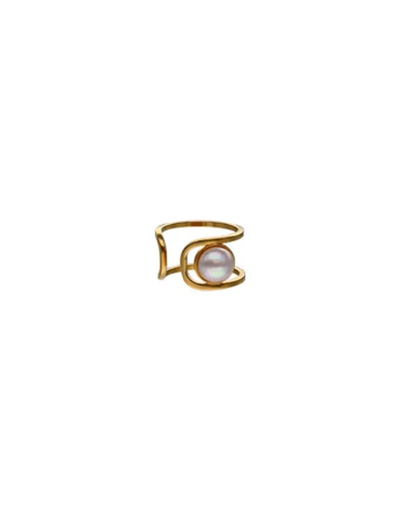 Medium-Sized Rings|Majorica Gold Atenea Ring With Half Pearl