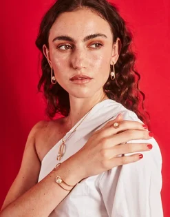 Medium-Sized Rings|Majorica Gold Atenea Ring With Half Pearl