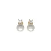 Tu & Yo Earrings|Majorica Golden Silver Earrings Selene With 12Mm White Pearl And Zircons